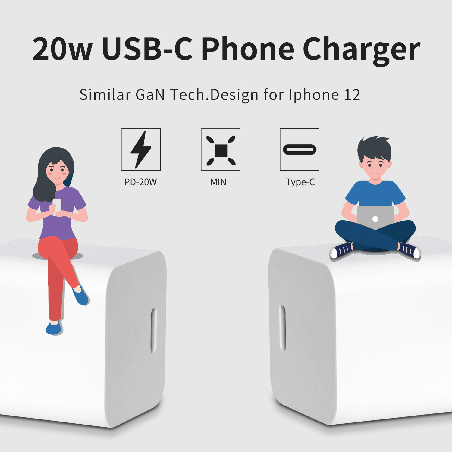 QC4.0+ USB C 20W PD Fast Charger for iPhone 12 Series