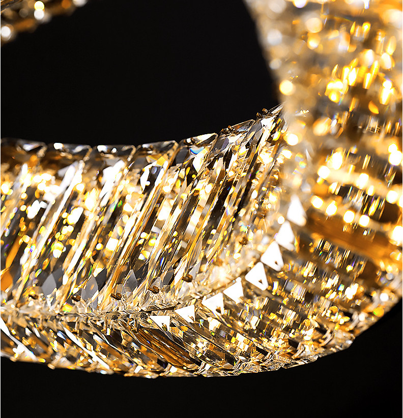 Dazzling LED Modern Crystal Ring Chandelier Double Ring OEM For Living Room