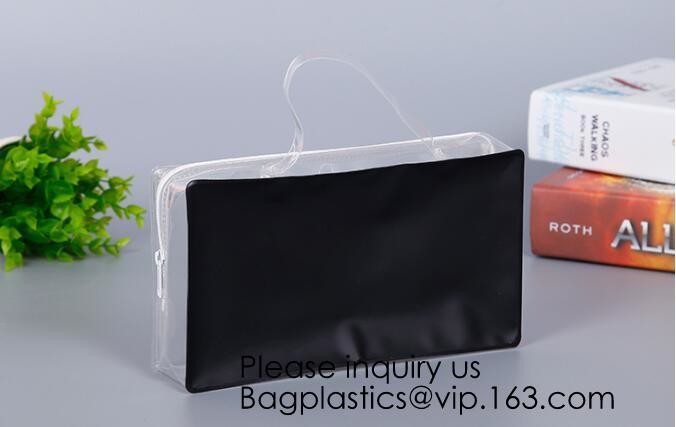 Makeup Bag Cosmetic Bag Travel Toiletry Bag Waterproof Makeup Zipper Portable Transparent Pouch Set - Black, bagease pac