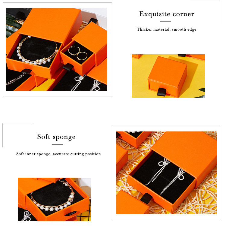 Cardboard Jewelry Drawer Storage Box Packaging Box Customized Logo With Velvet Insert