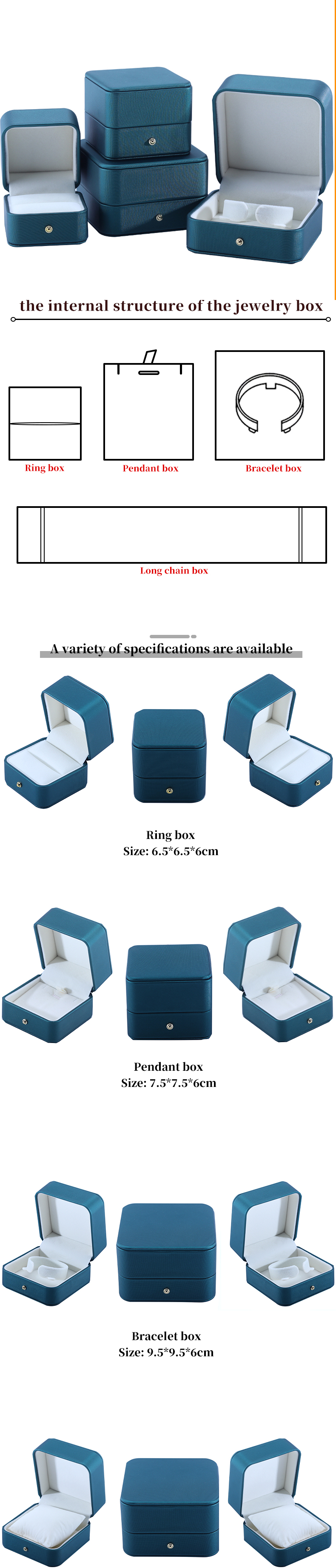 Newest Style Green PU Leather Jewelry Packaging Box for Wedding Necklace Earrings Ring