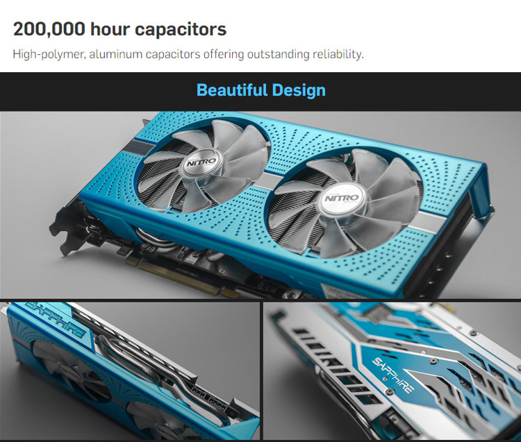 220V AMD Graphics Cards SAPPHIRE NITRO+ RX 590 8GB GDDR5 2 Fans
