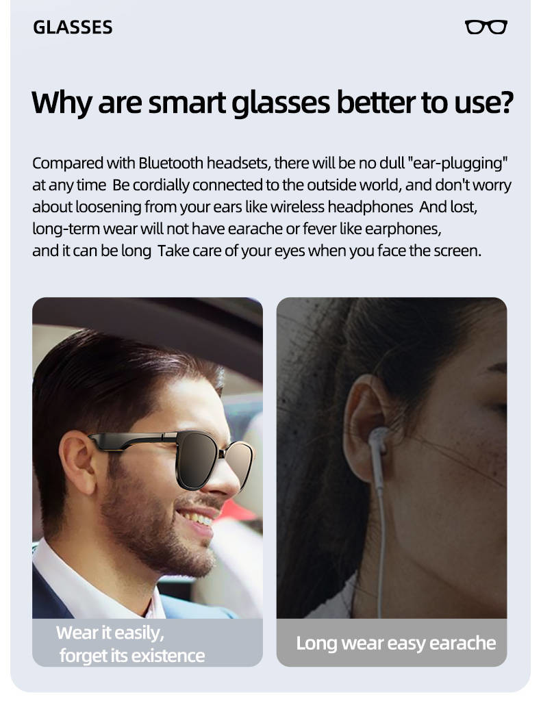 TR90 Smart Glasses Technology Neloy Lens UV Proof Lightweight For Women