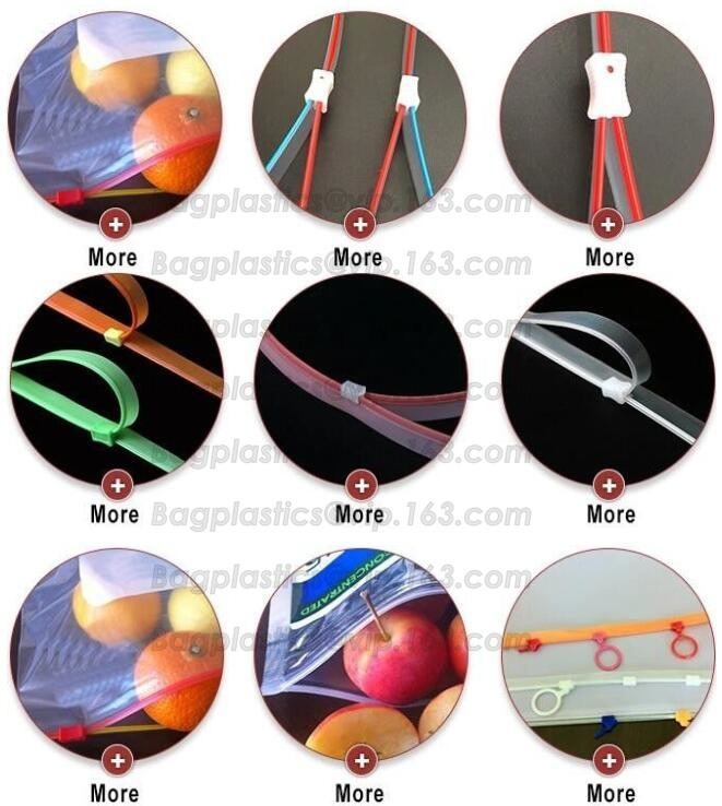 PP/PE Colorful Flange zipper with slider for document pouch, colorful press-lock zipper for pet dog food bag, EVA zipper