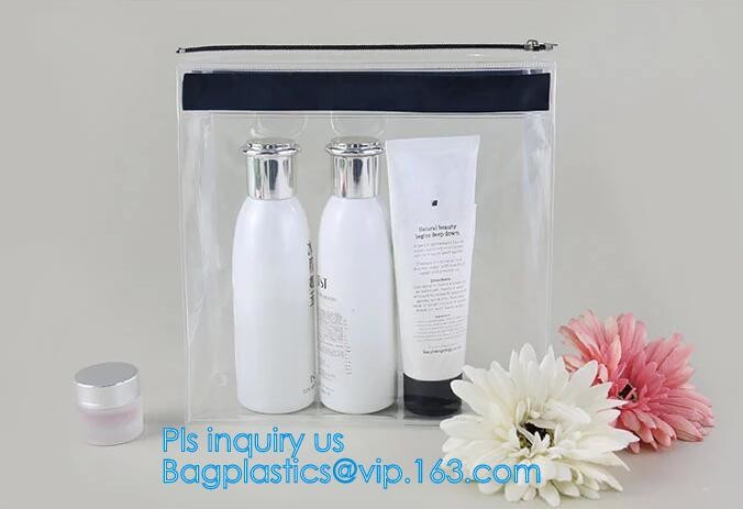 Slider Zipper Packing hologram pvc plastic storage cosmetic bag, 200 micron transparent clear PVC slider zipper bag, mat