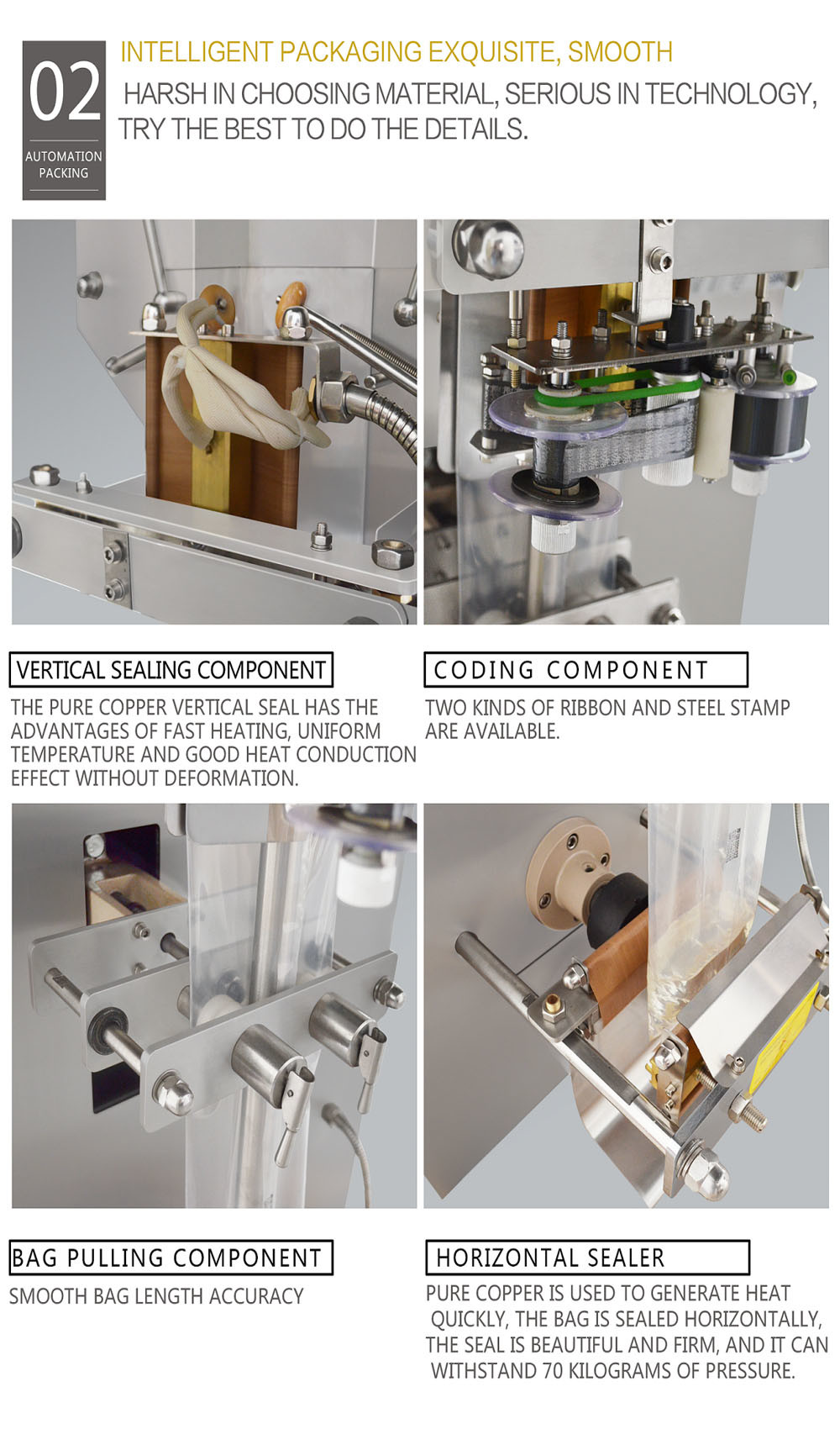 Stainless Steel Structure Automatic Liquid Packaging Machine Vertical Heat Sealing