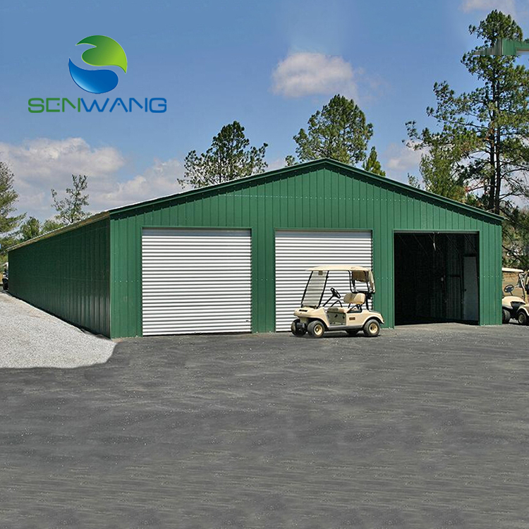 Low cost galvanized white-grey color prefabricated steel structure car garage