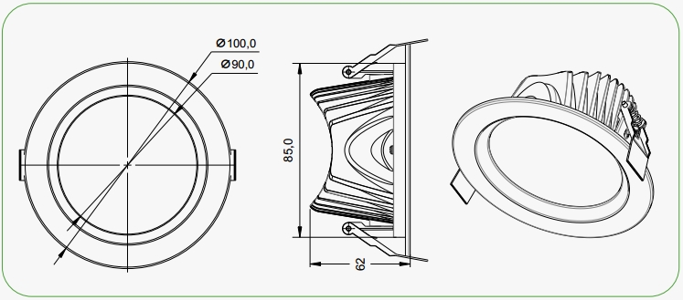 High Power SMD LED Downlight Certification For House decoration