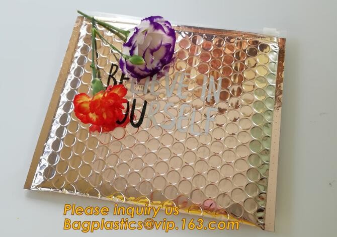 air mail metallic holographi rose gold bubble padded mailer / Zip lockkk bubble bag/ slider bubble bag,Holographic Factory