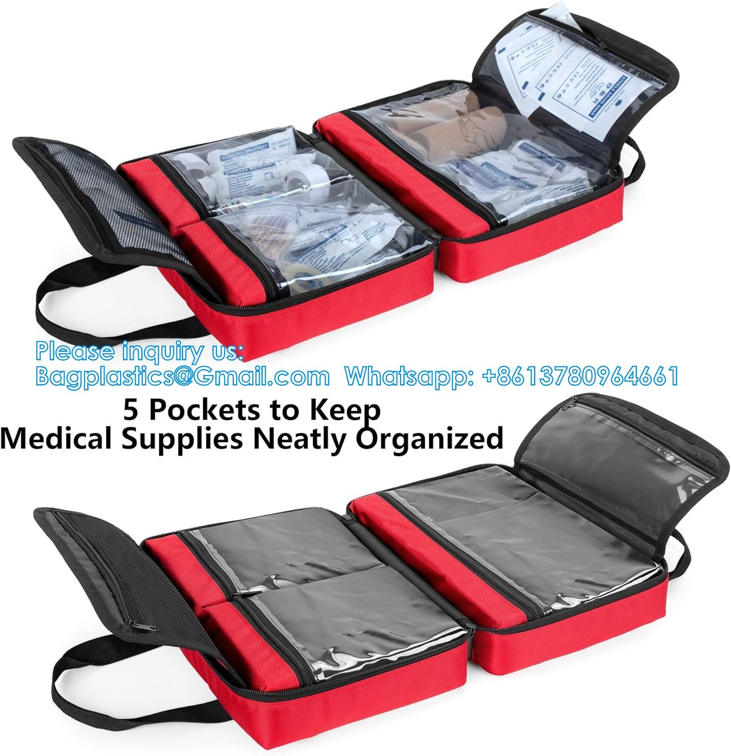 Small First Aid Kit Bag Empty Portable Emergency Kits Trauma Bag, Ideal For Car, Home, Camping And Hiking, Red Bag