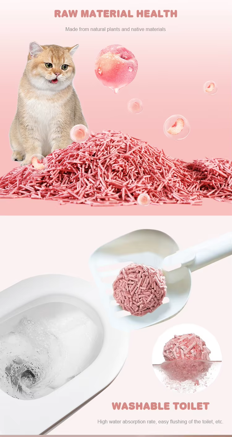 Juicy Peach Scent Tofu Cat Litter Odor Control Tofu Cat Litter Sand Effortless Scooping No Dust Clouds Super Absorbent