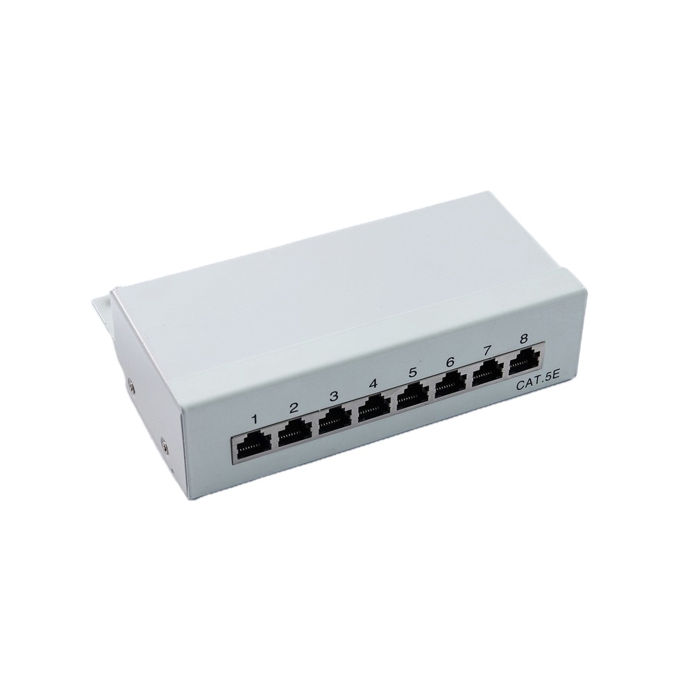 OEM Welcome 1U 8 Ports Cat.6A Cat.6 Cat5e Wall Mount Patch Panel for Ethernet 19 Inch Length