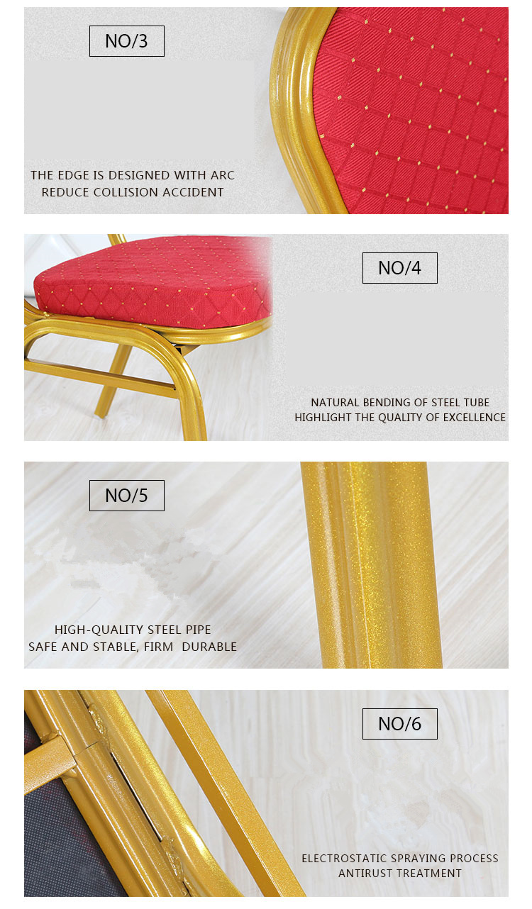 Metal Banquet Restaurant Chairs With Anti Skid Wear Resistant Food Pads