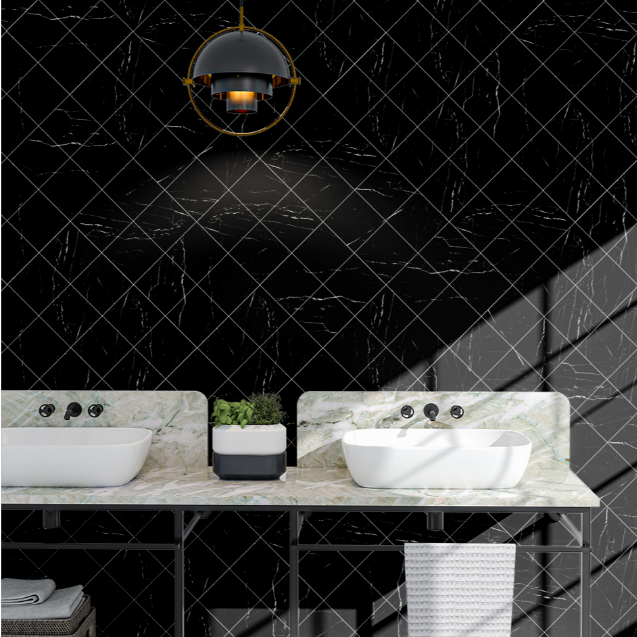 Interior Tiles Add a Touch of Luxury with Black and White Stone Cut Wall Tiles
