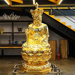Gold Leaf Bronze Ksitigarbha Bodhisattva Statue Custom Antique Bronze Buddha