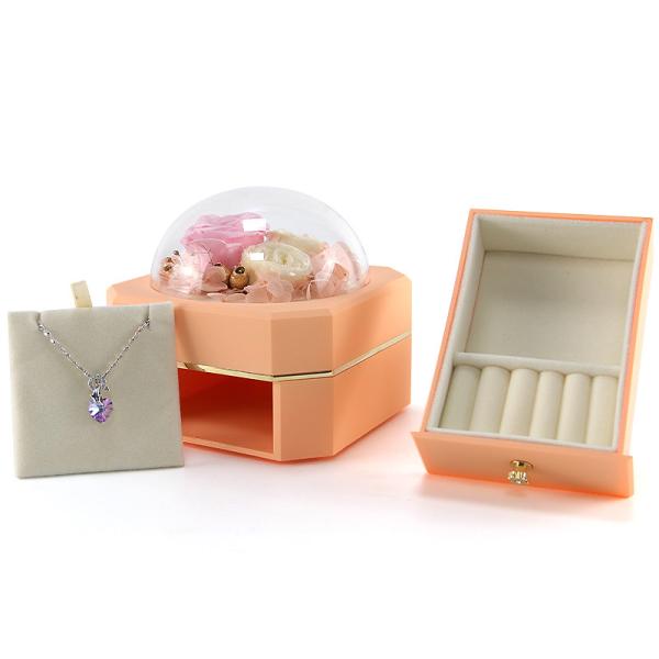 Flower Jewelry Box Necklace Ring Jewelry Box With Roses For Valentine'S Day