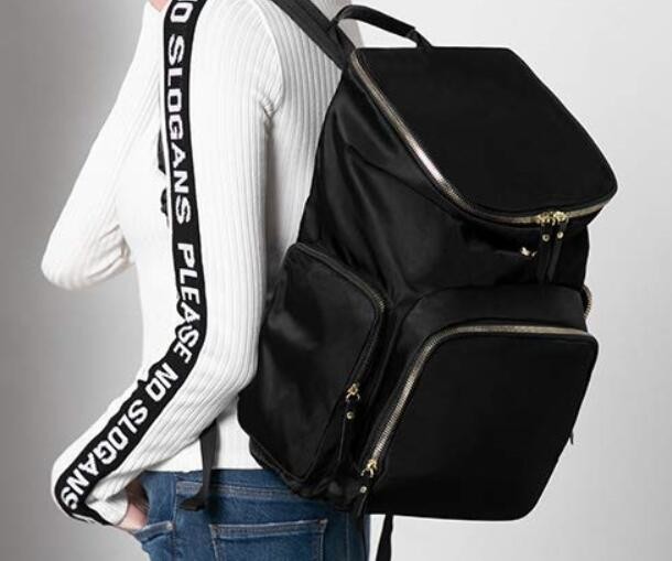 Polyester Embroidered Mummy Diaper Bag With Thermal Insulated Bottle Pockets