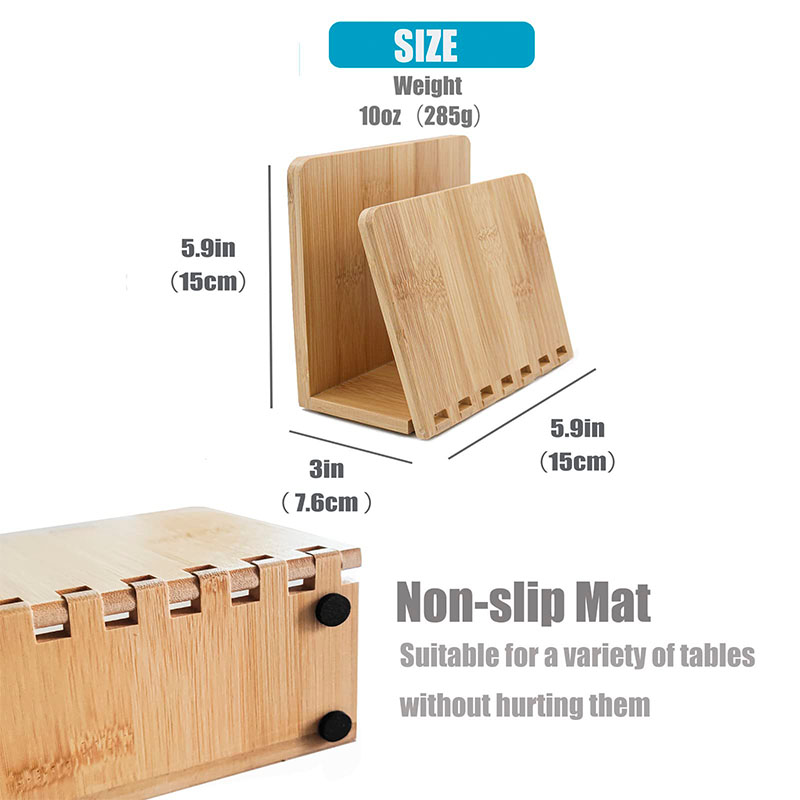 Bamboo Napkin Holder Adjustable Wood Storage Rack for Dining Room Picnic Kitchen Table