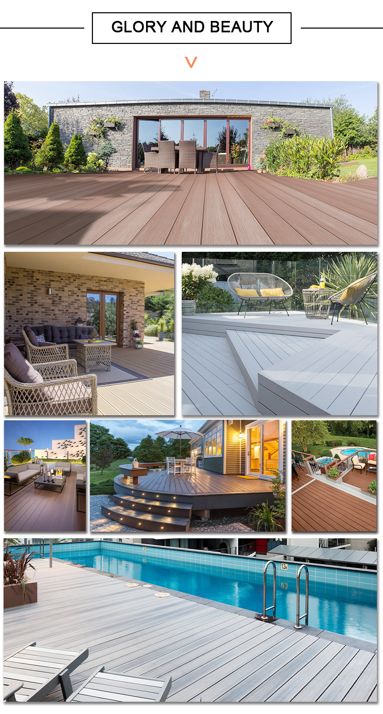 3d Embossing Composite Decking Co-extrusion Hollow WPC Boards for Outdoor Garden Everjade