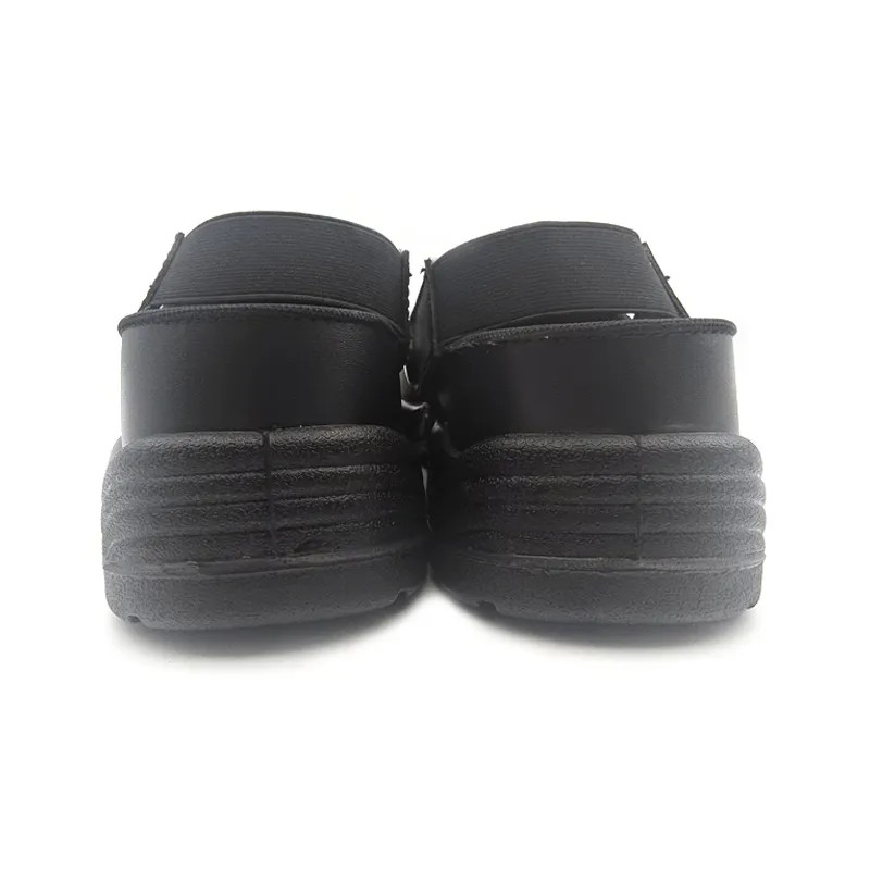 Black Steel Toe Kitchen Shoes Unisex Restaurant Work Shoes Non Slip Clean Easy