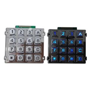 16 Keys Backlit Vandal Proof Access Keypad, Metal Numeric Keypad