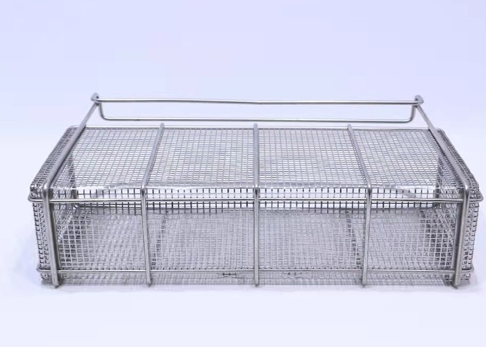High Temperature Wire Mesh Storage Basket Sterilization Medical Disinfection Rectangular