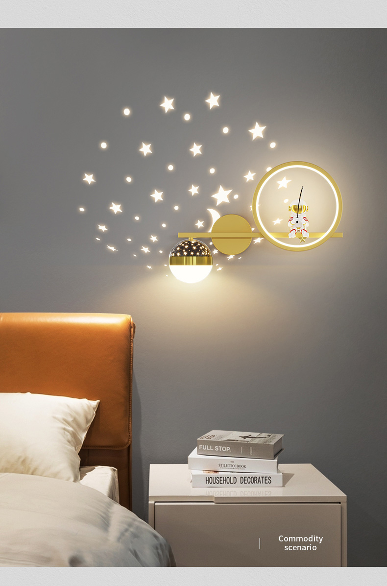 Astronaut wall lamp bedroom bedside lamp children's room lamp boy and girl stars wall lamp(WH-OR-251)