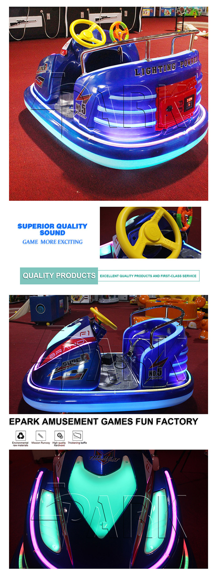 Carnival Game Center Kids Entertainment Full Function Scooter Car Hardware And Plastic Material