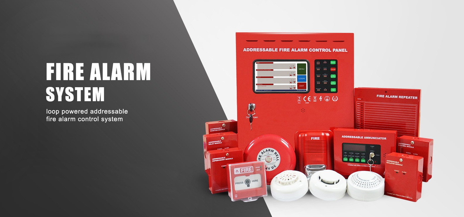 Addressable Fire Alarm System Control Panel With Accessories