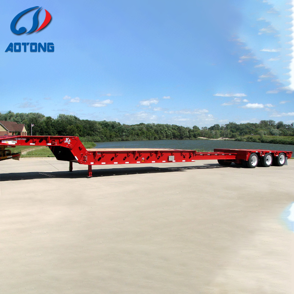10m Hydraulic Mobile Trailer Telescopic Low Bed Semi Truck Trailer with 12R22.5 Tires