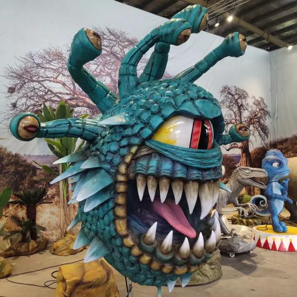 Handmade Lifelike Animatronic Dragons Simulation Beholder Sculpture With