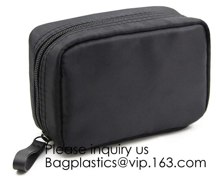 Wholesale Men Vintage Zipper Cosmetic Bag Leather Wash Cotton Canvas Makeup Bag Toiletry Bag, bagease, bagplastics