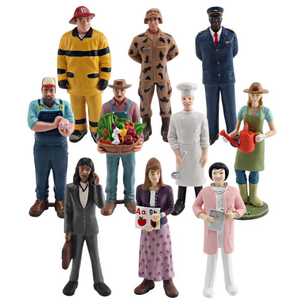 10 PCS People at Work Model Toy Pretend Professionals Figurines Career Figures