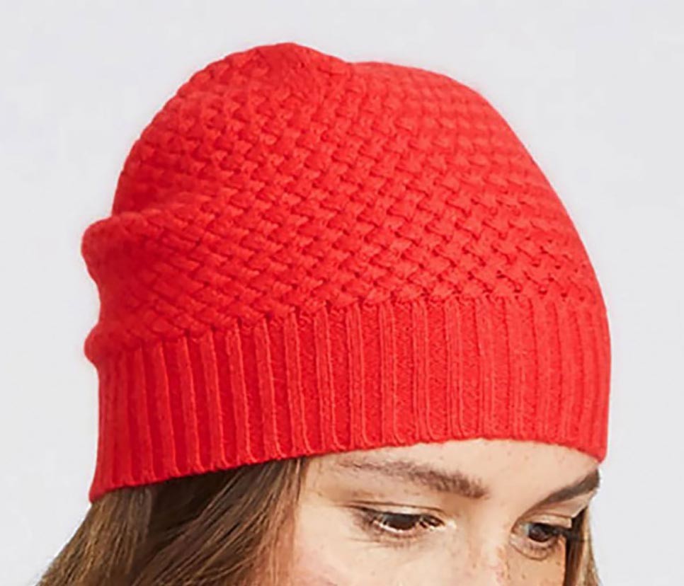 Women ' S Knit Beanie Hats 100 % Cashmere Material Lattice Stitch 7gg Gauge