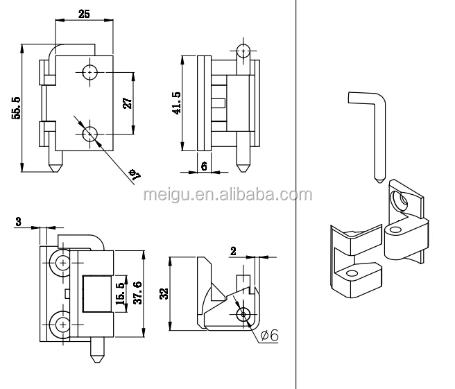Detachable Mechanical Concealed Cabinet Hinges Black Powder Coated