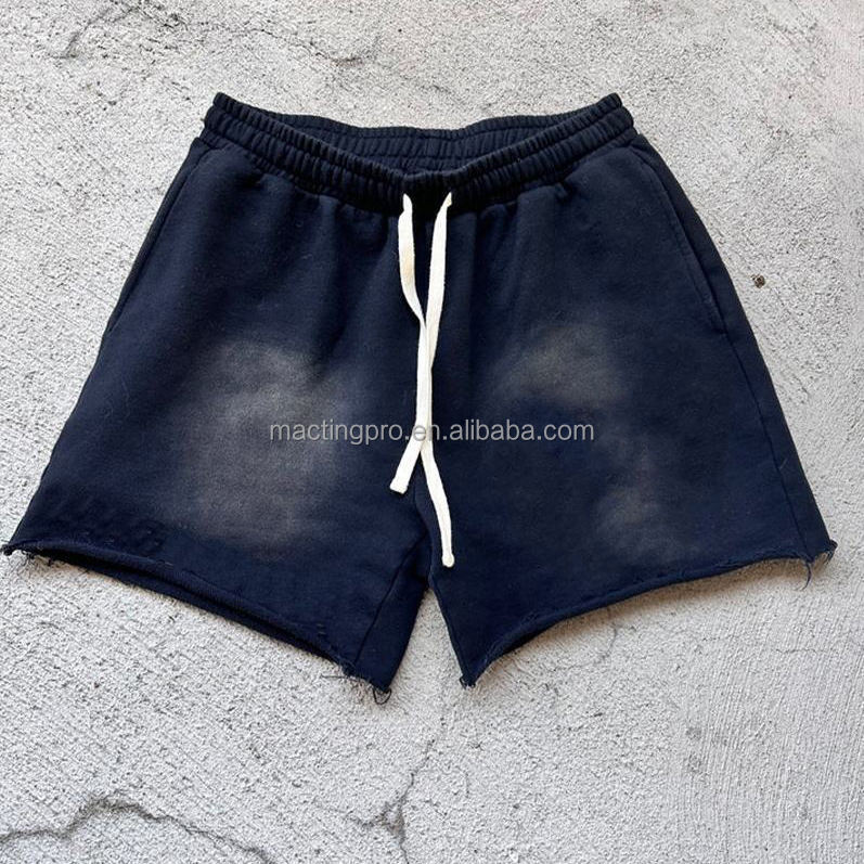 Vintage Decoration Sun Faded Custom Washed French Terry Shorts 400 Grams Fabric Weight