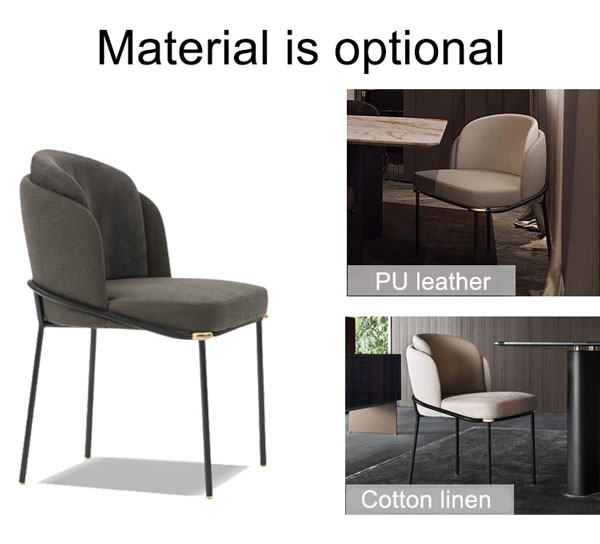 Upholstered Metal Frame Dining Chairs Iron Legs Italian Design 530x590x830mm