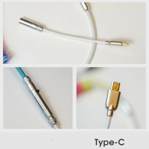 Mechanical Keyboard Cable Coiled Audio Connector Coupling USB Type-C Rainbow