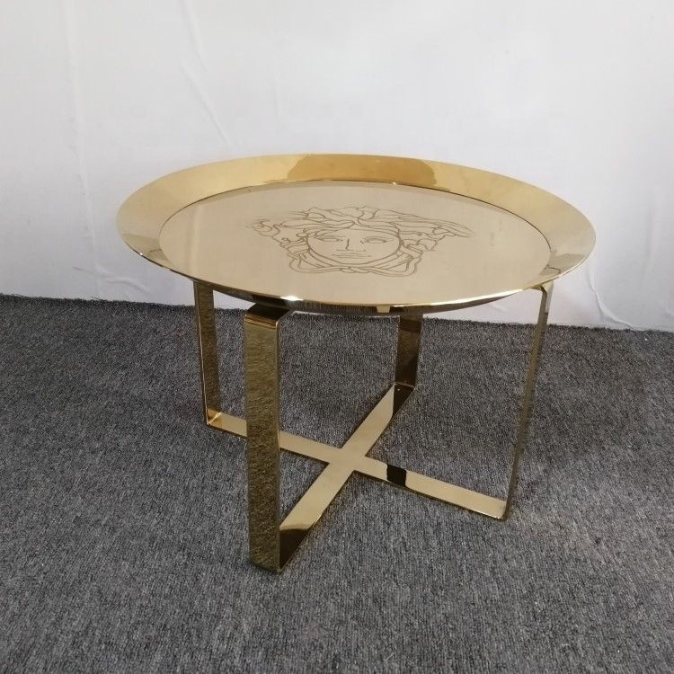 Minimalist Customized Coffee Table Stainless Steel , Titanium Italian Marble Centre Table