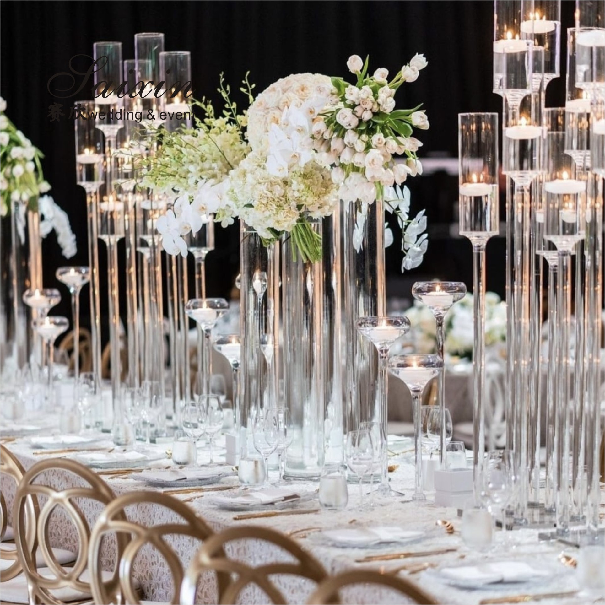 ZT-105 Luxury wedding centerpiece 9 arms crystal candelabras