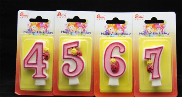 Number Candle with Pink Edge and Pink Color inside Painting with cut coccinella