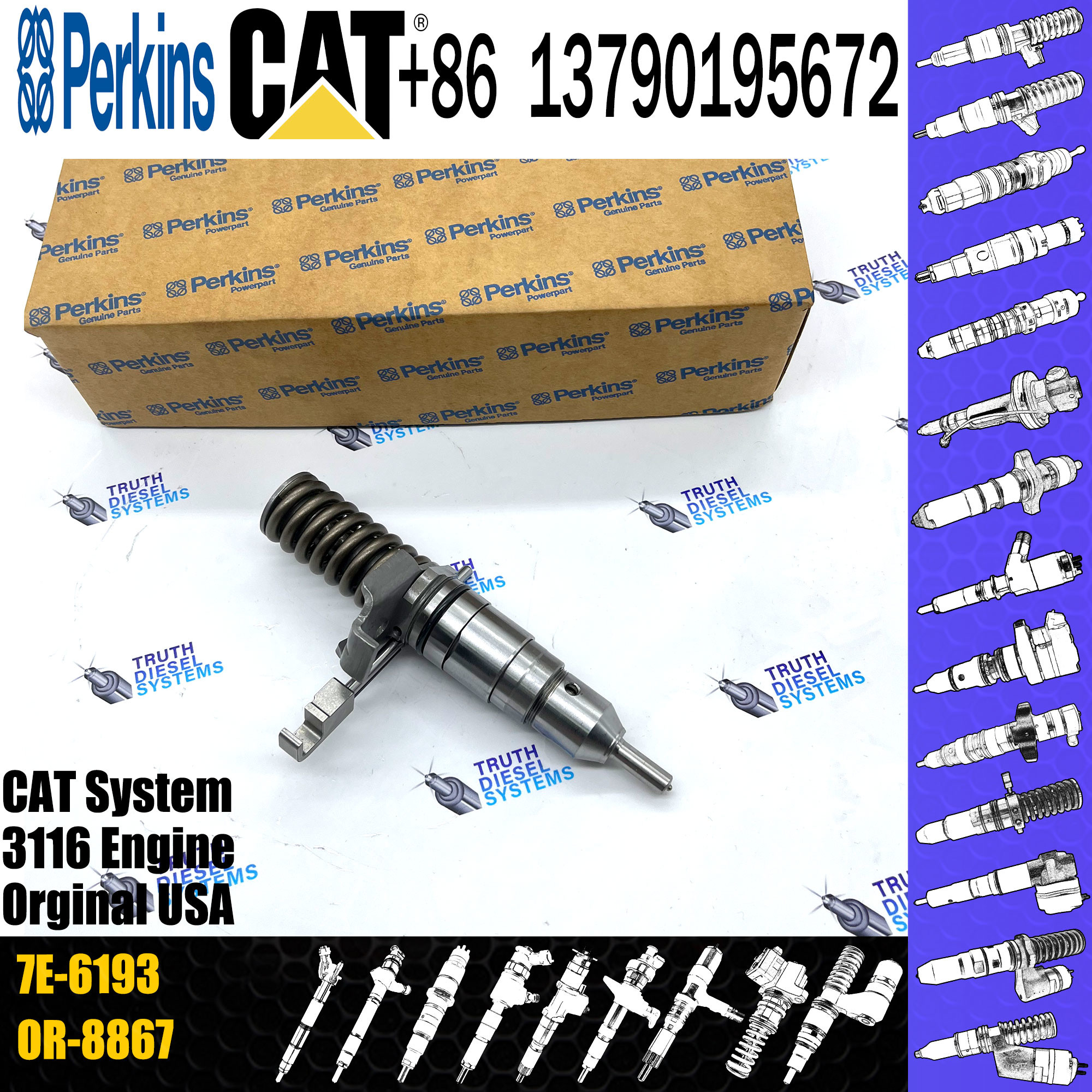 Diesel Common Rail Fuel Injector 7E-6193 0R-8461 7E-8727 0R-8473 mechanical injector For Excavator Engine 3116
