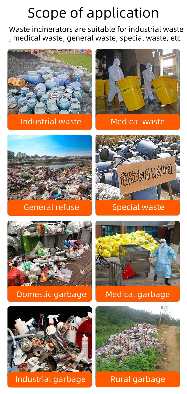 150kg/hour Garbage Incineration Equipment For Environmentally Friendly Waste Management