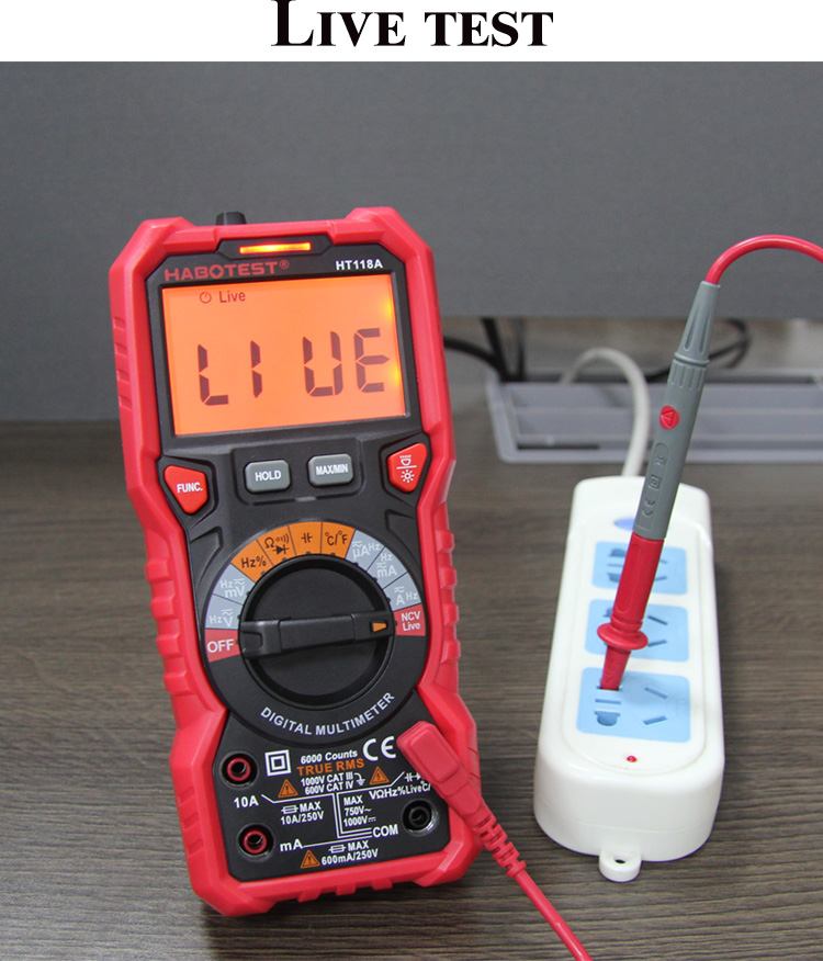 Digital Voltmeter Ammeter Ohmmeter Multimeter Digital Volt AC DC Tester Meter with Capacitance Frequency Temperature Tes