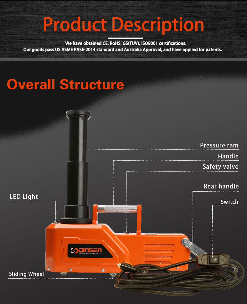 DC 24V 15 Ton Hydraulic Jack , Hydraulic Toe Jack With Safety Valve