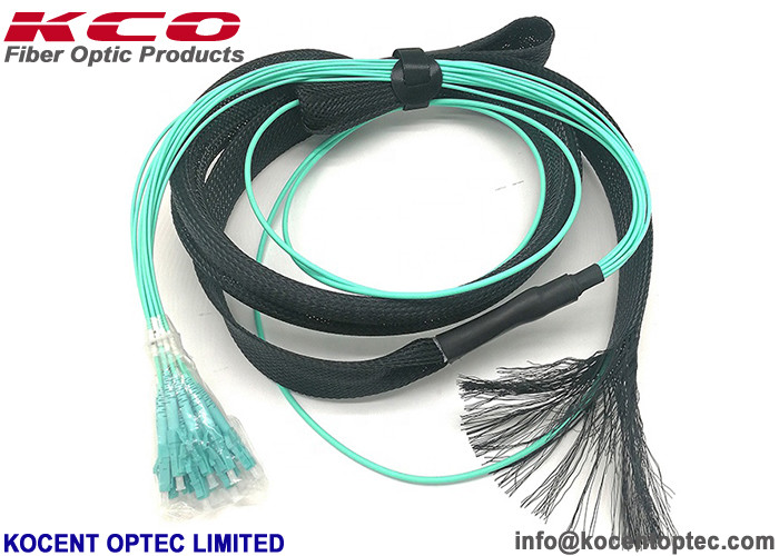  MTP MPO Fiber Optic Trunk Cable MPO 12LC OM3 OM4 With Pulling Eye Manufactures