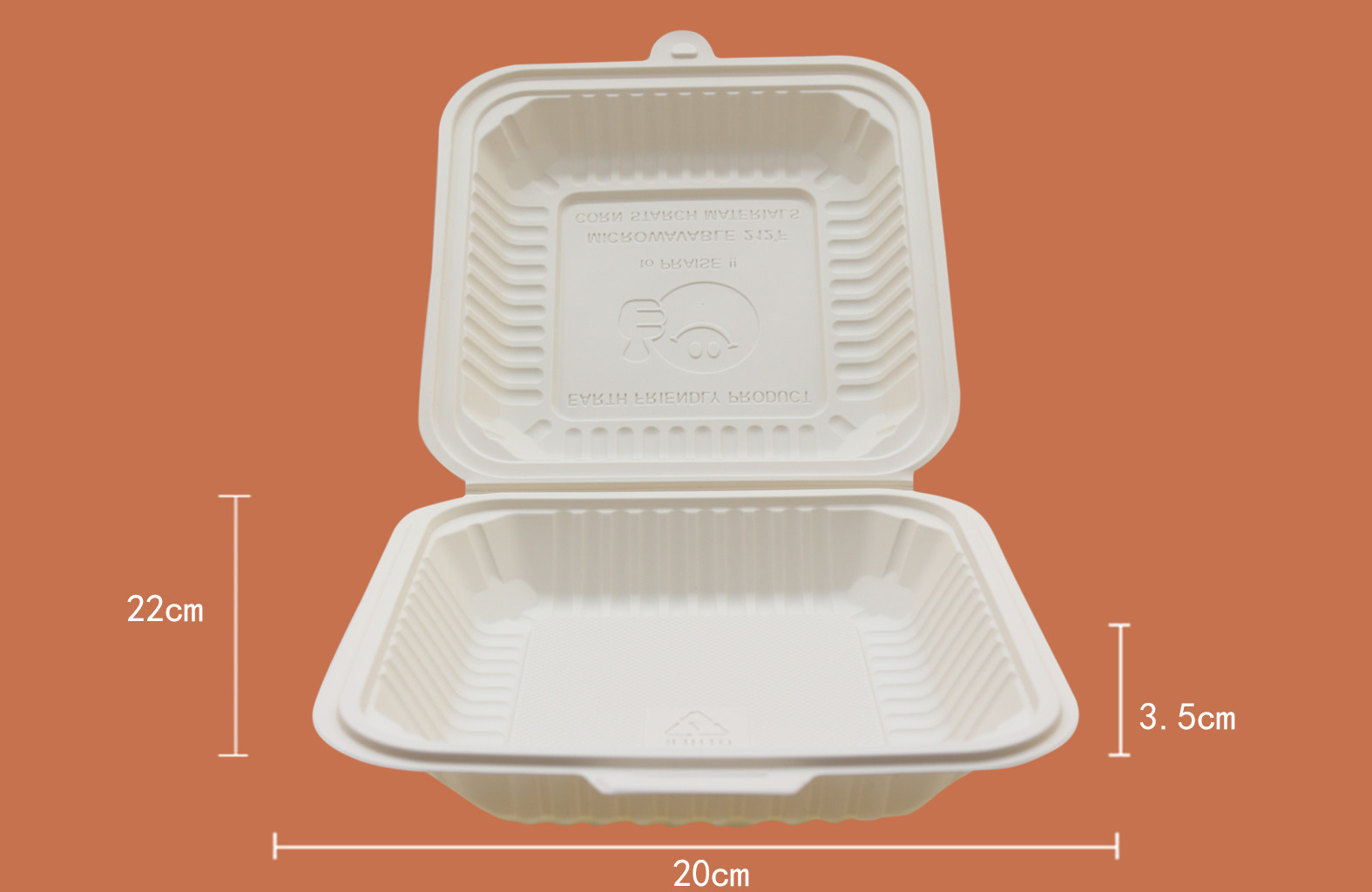 Safe and environmentally degradable packaging box 450 ml corn starch food container