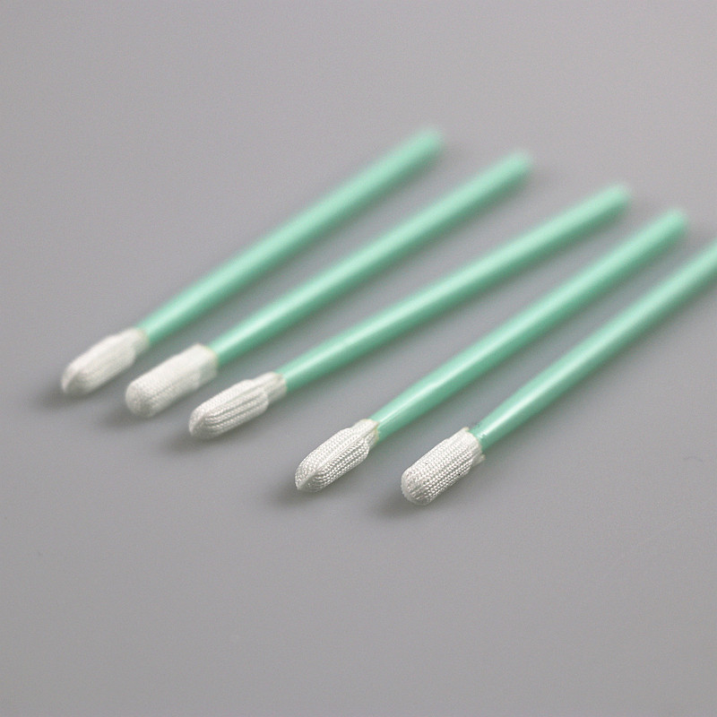 China Manufacture Industrial Green Handle Disposable Polyester Swabs For Electronics