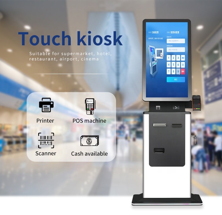 LCD Touch Screen Self Payment Kiosk With Camera RFID Reader Thermal Printer