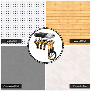 Adjustable Wall Track 4 Layer 8 Drill Holder Power Tool Organizer for Garage Workshop